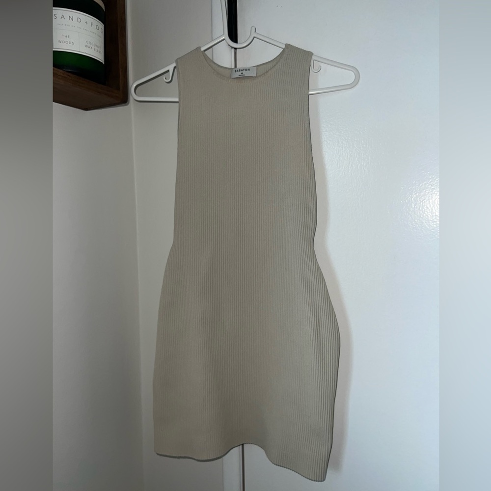 Babaton - Aritzia - tan mini dress